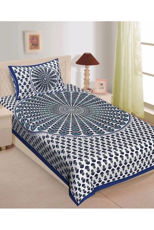 uniqchoice-cotton-single-bedsheet-with-1-pillow-cover-229-cm-x-153-cm-blue