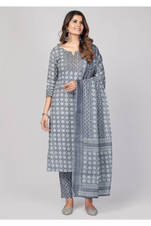 Vbuyz - Blue Straight Cotton Womens Stitched Salwar Suit ( Pack of 1 ) - XL