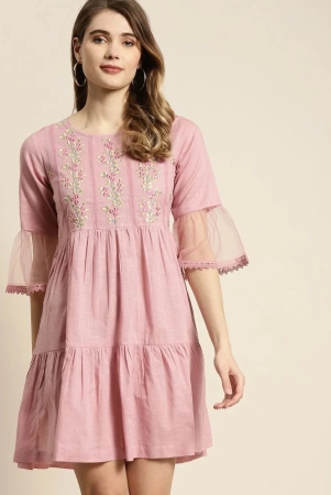 juniper-cotton-blend-embroidered-mini-womens-fit-flare-dress-pink-pack-of-1-none