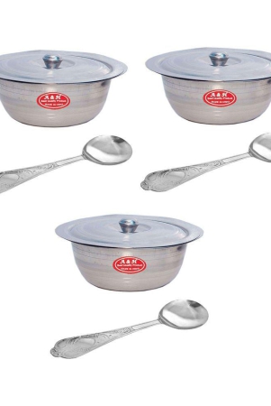 a-h-enterprises-set-of-3-pc-serving-bowls-with-lid-dongas-3-serving-spoon-stainless-steel