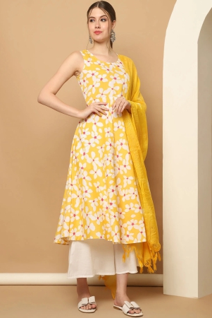 printed-yellow-flowers-flared-kurta-pallazos-dupatta-set-xl-yellow