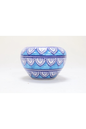 khurja-pottery-indoor-pot-apple-shape-sky-blue-colour-medium-4-inch