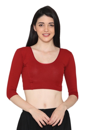 vami-womens-34-length-cotton-stretchable-readymade-plain-blouse-maroon-maroon-xxl