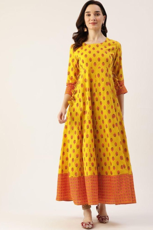 kbz-yellow-cotton-womens-anarkali-kurti-pack-of-1-none