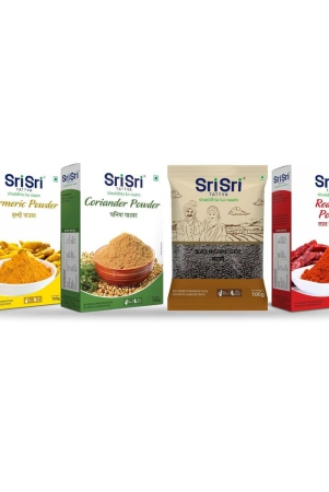 Sri Sri Tattva Daily Masala Combo (Turmeric Powder , Coriander Powder , Black Mustard Seeds, Red Chilli Powder)