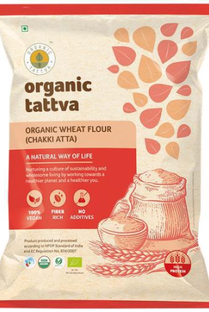 Organic Tattva Organic Whole Wheat FlourChakki Atta 10 kg Pouch