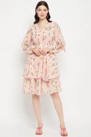 v-neck-floral-print-slit-sleeve-layered-georgette-fit-flare-dress