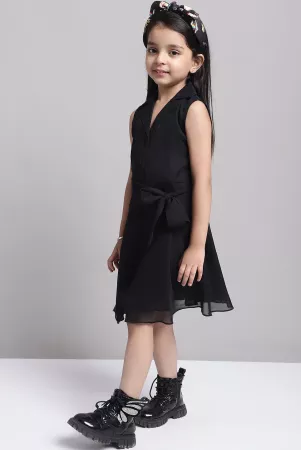 MINI & MING Girls V-Neck Sleeveless Georgette A-Line Dress