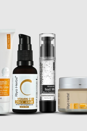 Vitamin C Facewash, Vitamin C Face Serum, Vitamin C Gel Cream & Snail Mucin Combo