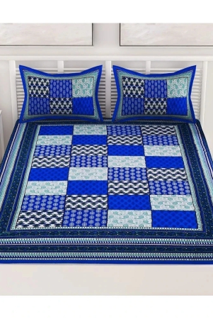 unique-choice-cotton-abstract-printed-double-bedsheet-with-2-pillow-covers-blue-blue