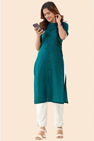 glomee-teal-cotton-womens-front-slit-kurti-pack-of-1-none