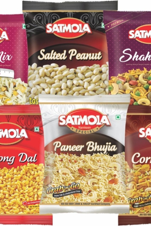 satmola-delicious-variety-namkeen-combo-pack-paneer-bhujia-150g-shahi-mix-150g-lite-mix-160g-cornflakes-175g-salted-peanut-150g-moong-dal-200g