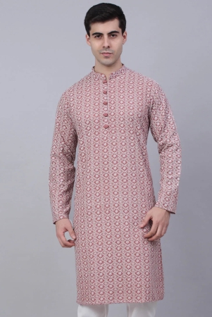 mens-coral-red-white-embroidered-straight-kurtas-l-pink