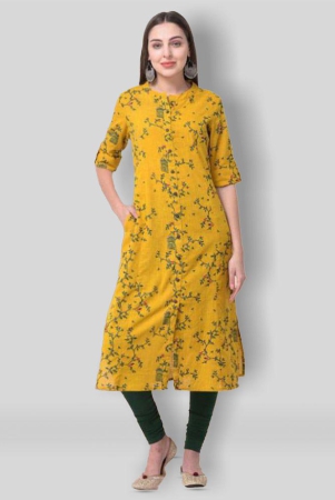 Pistaa - Yellow Cotton Women's Front Slit Kurti ( Pack of 1 ) - XS