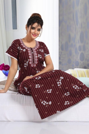 fomti-maroon-cotton-nighty-free-size