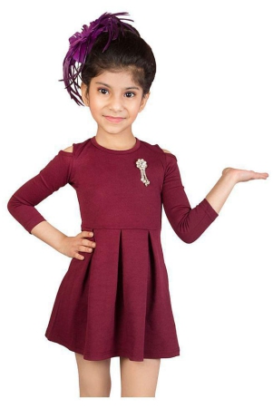 Addyvero Girls Cut Shoulder Maroon Party Dress - 4-5 Years