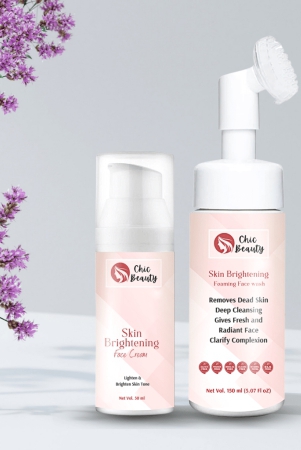 chic-beauty-skin-brightening-combo-kit-skin-brightening-face-cream-50ml-skin-brightening-foaming-face-wash-with-built-in-silicone-brush-150ml