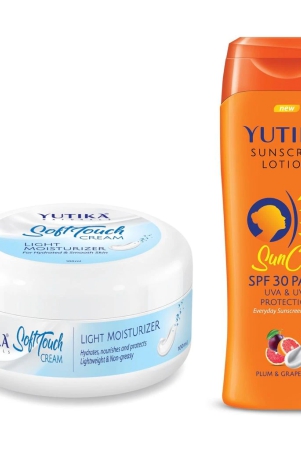 yuthika-soft-touch-light-moisturizer-cream-100ml-and-sunscreen-lotion-spf-30-pa-with-uva-uvb-protection-100ml