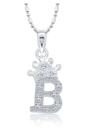 vighnaharta-royal-crown-b-alphabet-cz-gold-and-rhodium-plated-alloy-pendant-for-men-and-women-vfj1275pr-silver