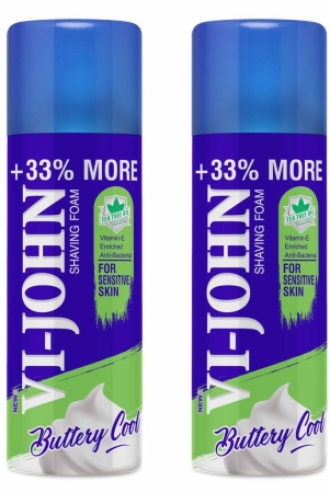 VI-JOHN Shave Foam For Sensitive Skin (400 gm Each, Pack Of 2) (800 g) Mens Grooming Combo Kit
