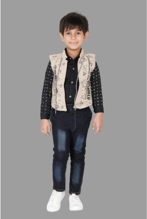 dkgf-fashion-beige-cotton-blend-boys-shirt-jeans-pack-of-1-none