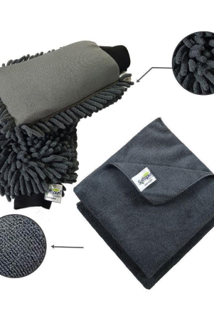 softspun-microfiber-chenille-single-side-gloves-1700-gsm-with-towel-340-gsm-4-piece-grey-multi-purpose-super-absorbent-and-perfect-wash-clean-with-lint-scratch-free-car-dusting