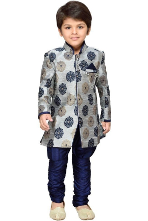 AJ Dezines - Grey Cotton Blend Boys Sherwani ( Pack of 1 ) - None