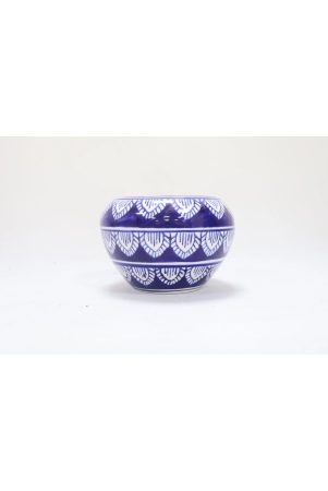 khurja-pottery-indoor-pot-apple-shape-navy-blue-colour-medium-size-4-inches