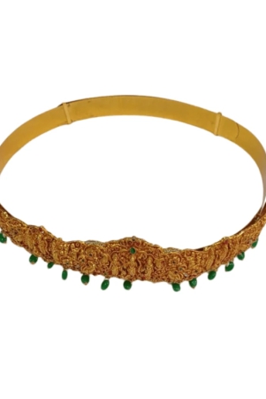 gold-plated-traditional-indian-vaddanam-waist-belt-with-green-beads