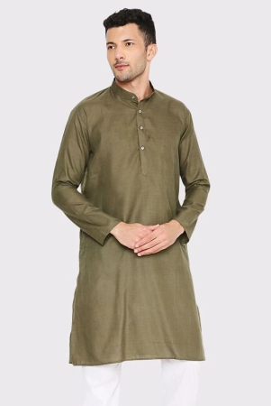 maharaja-military-green-cotton-blend-mens-regular-kurta-pack-of-1-none