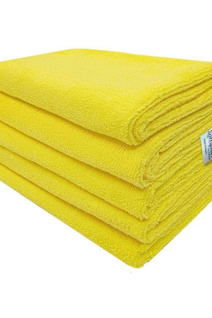 softspun-microfiber-cloth-5-pcs-40x60-cms-340-gsm-yellow-thick-lint-streak-free-multipurpose-cloths-automotive-microfibre-towels-for-car-bike-cleaning-polishing-washing-detaili