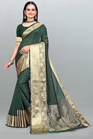 om-shantam-sarees-green-organza-saree-with-blouse-piece-pack-of-1-green