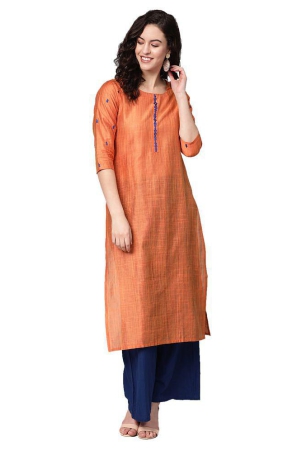 ksut-orange-art-silk-straight-kurti-s