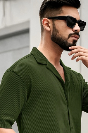 stripe-textured-olive-half-sleeve-shirt-l-olive