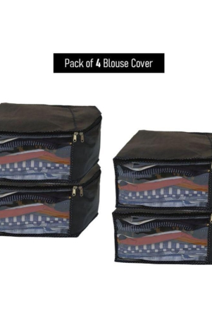 sh-nasima-blouse-covers-organizer-non-woven-blouse-storage-bag-with-transparent-window-black-less-pack-of-4