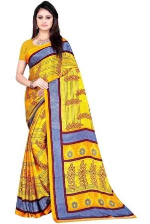 leelavati-yellow-crepe-saree-with-blouse-piece-pack-of-1-yellow