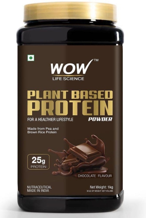 WOW Life Science Plant Protein Powder - Made From Pea & Brown Rice Protein - Chocolate Flavour