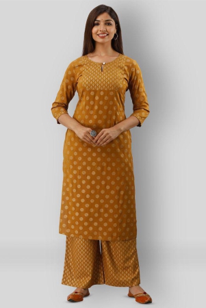 MAUKA - Gold Straight Rayon Womens Stitched Salwar Suit ( Pack of 1 ) - XS