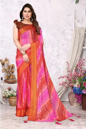 Rangita Women Leheria Printed Chiffon Saree with Blouse Piece - Pink - Pink