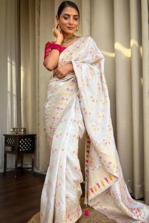 apnisha-banarasi-silk-embellished-saree-with-blouse-piece-white-pack-of-1-white