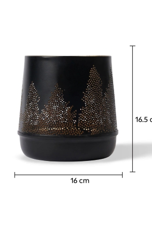 Pin Tree Metal Candle Holder Black and Gold Medium