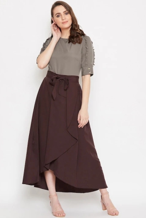 women-grey-coffee-brown-solid-top-with-skirt