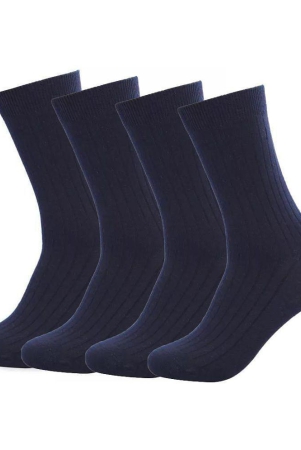 WILDSTUFF - Cotton Mens Striped Blue Mid Length Socks ( Pack of 4 ) - Blue