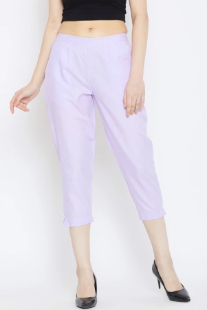 Women Lavender Relaxed Pleated Cigerette Trousers