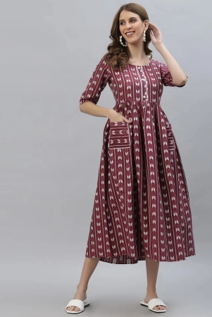 stylum-wine-cotton-blend-womens-flared-kurti-pack-of-1-none