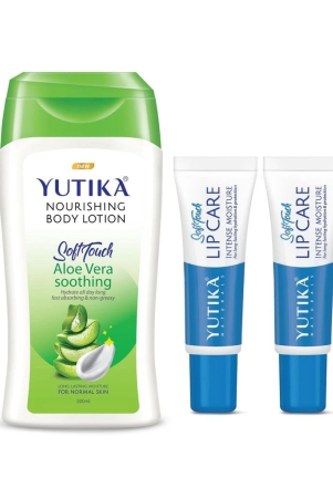 yuthika-aloe-vera-body-lotion-200ml-and-lip-care-10gx2pcs-aloevera-body-lotion-and-lip-balm-combo-pack