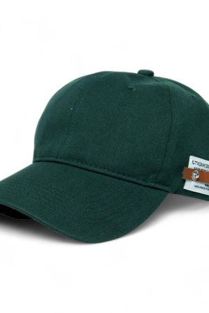 chokore-curved-brim-leather-label-baseball-cap-dark-green