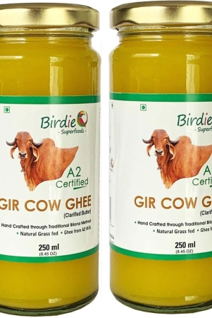 birdie-superfoods-100-pure-a2-gir-cow-desi-ghee-through-vedic-bilona-method-glass-bottle-250-mlx2-combo-