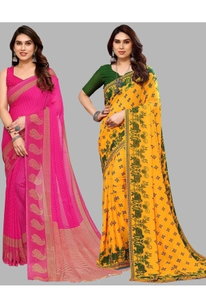 kashvi-sarees-georgette-printed-saree-with-blouse-piece-multicolor-pack-of-2-multicolor