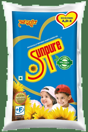 Sunpure Refined Sunflower Oil, 1 L Pouch